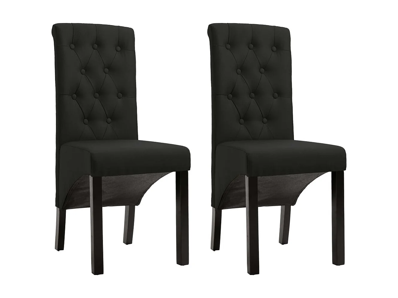 Chaises à manger lot de 2 noir tissu