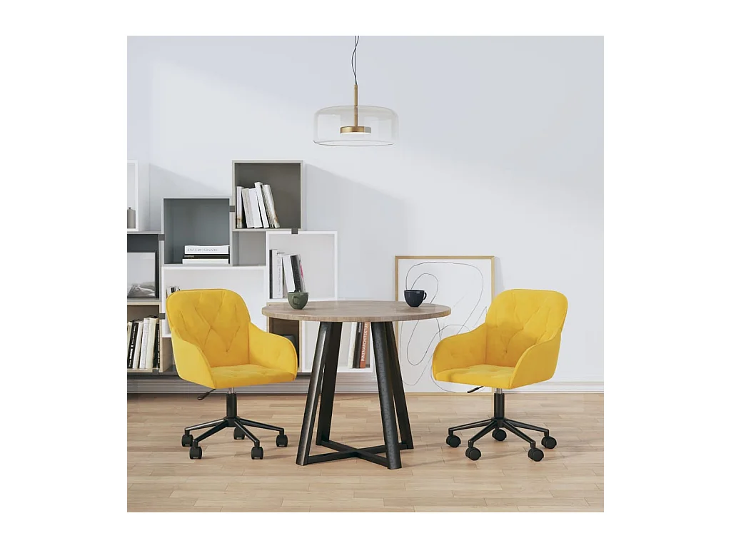 Chaises pivotantes à manger lot de 2 Jaune Velours