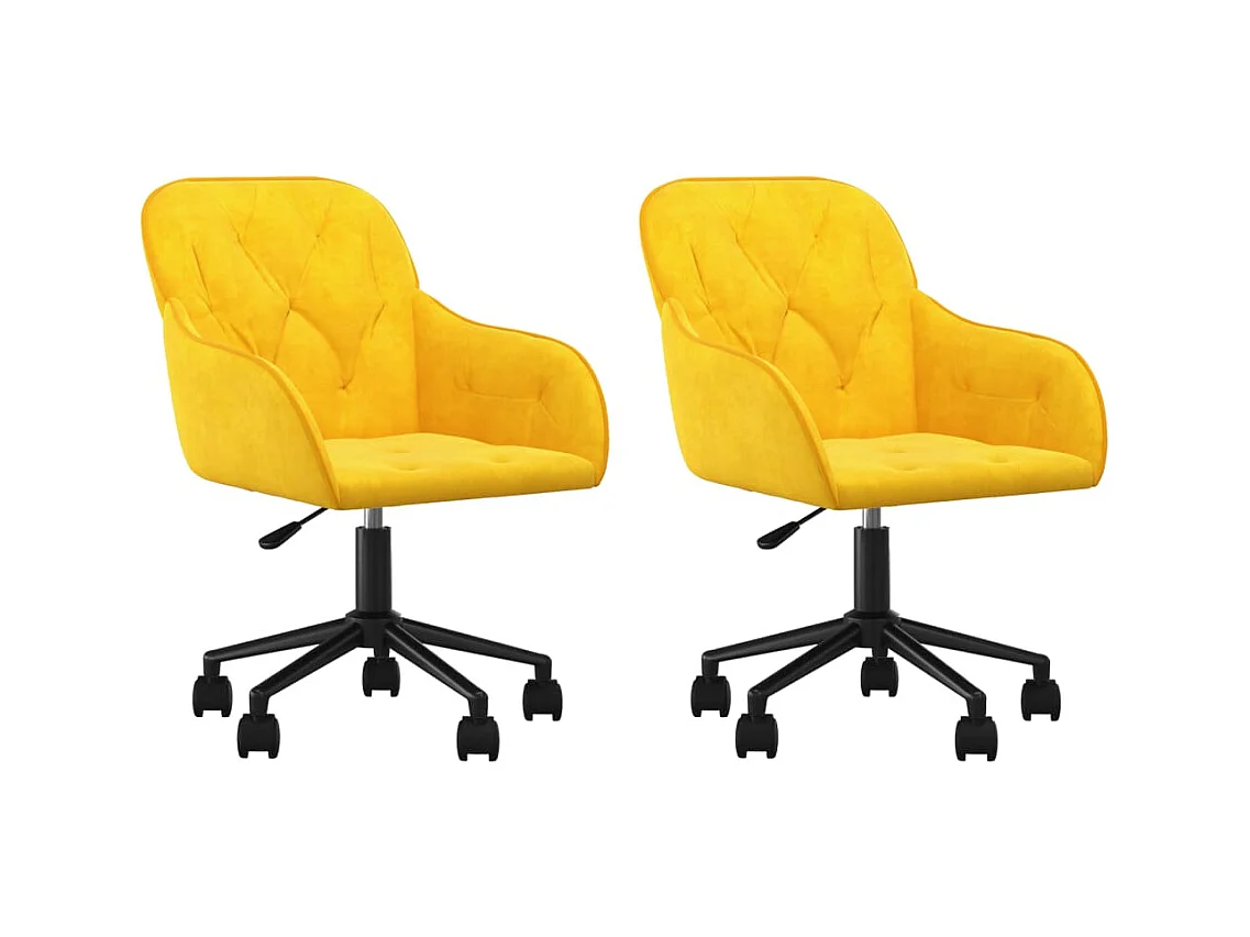Chaises pivotantes à manger lot de 2 Jaune Velours