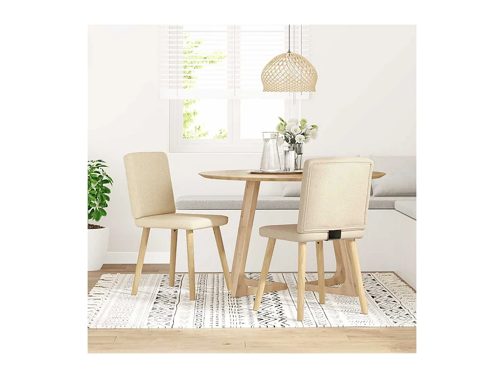 Chaises à manger lot de 2 crème tissu