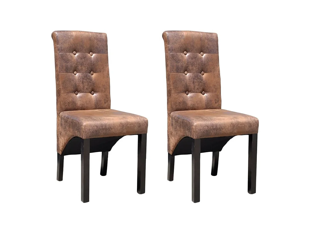 Chaises à manger lot de 2 marron similicuir