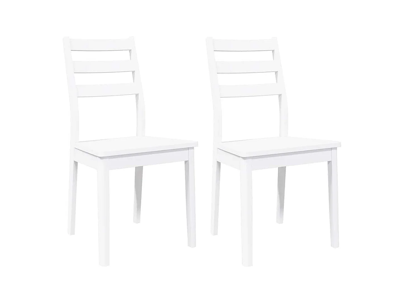 Chaises à manger 2 pcs blanc bois massif caoutchouc