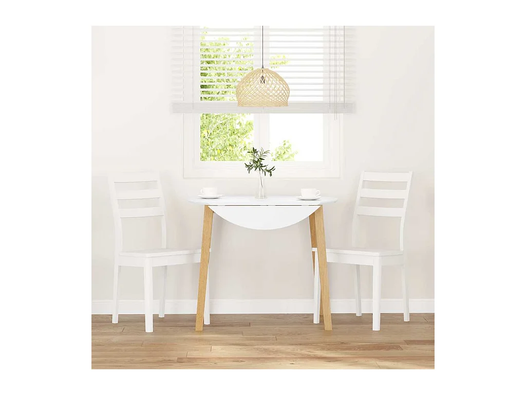 Chaises à manger 2 pcs blanc bois massif caoutchouc