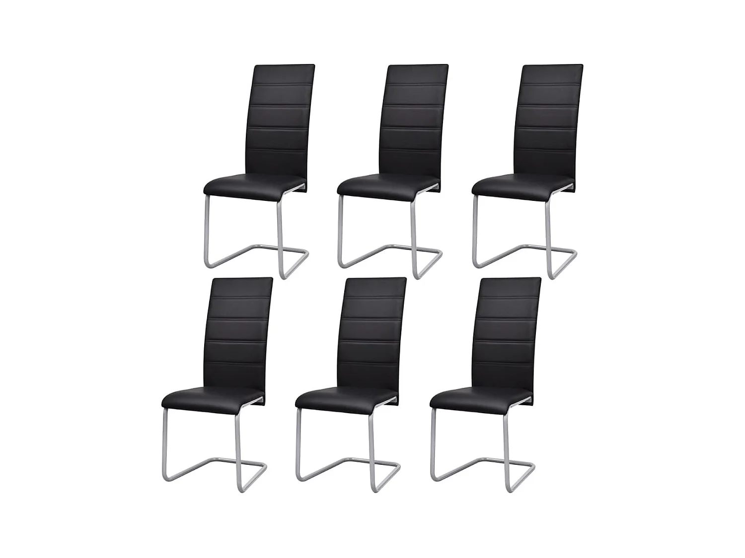 Chaises à manger cantilever lot de 6 noir similicuir