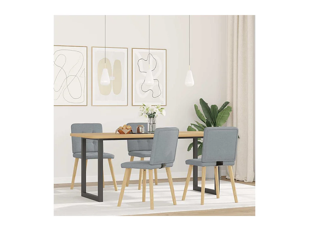 Eetkamerstoelen set van 4 lichtgrijze stof