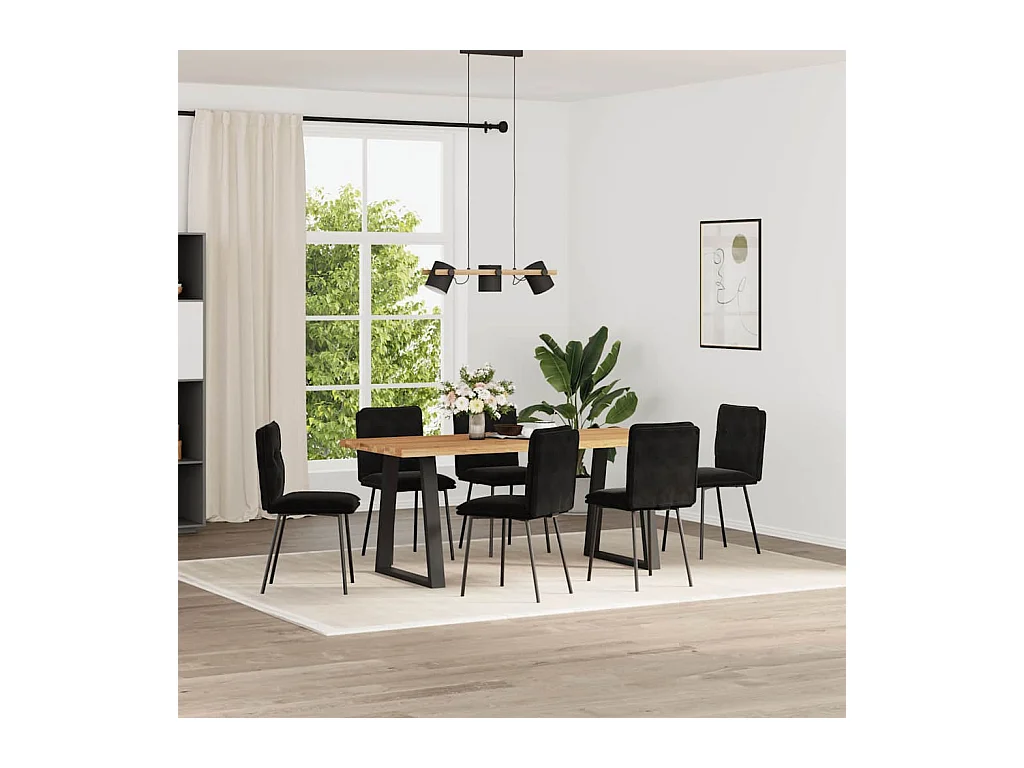 Set di 6 sedie da pranzo in velluto nero
