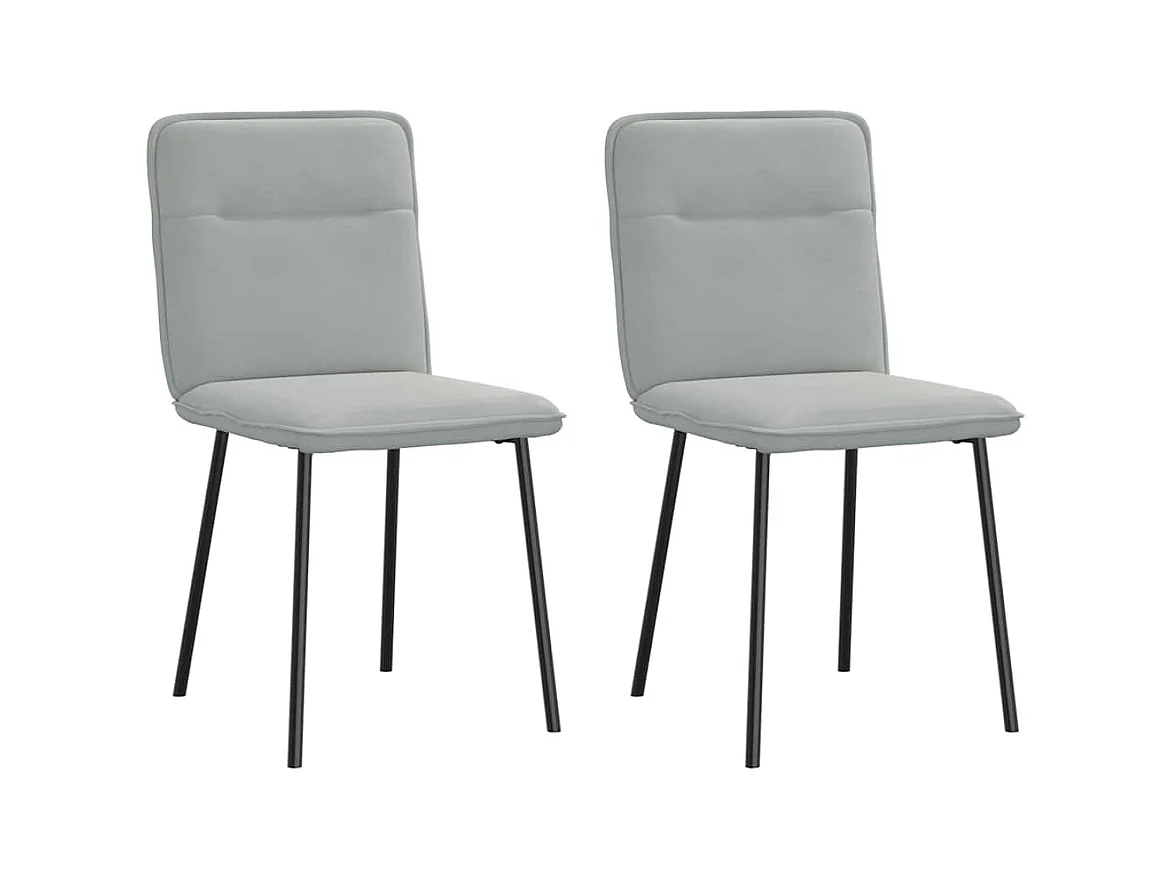 Set di 2 sedie da pranzo in velluto grigio chiaro