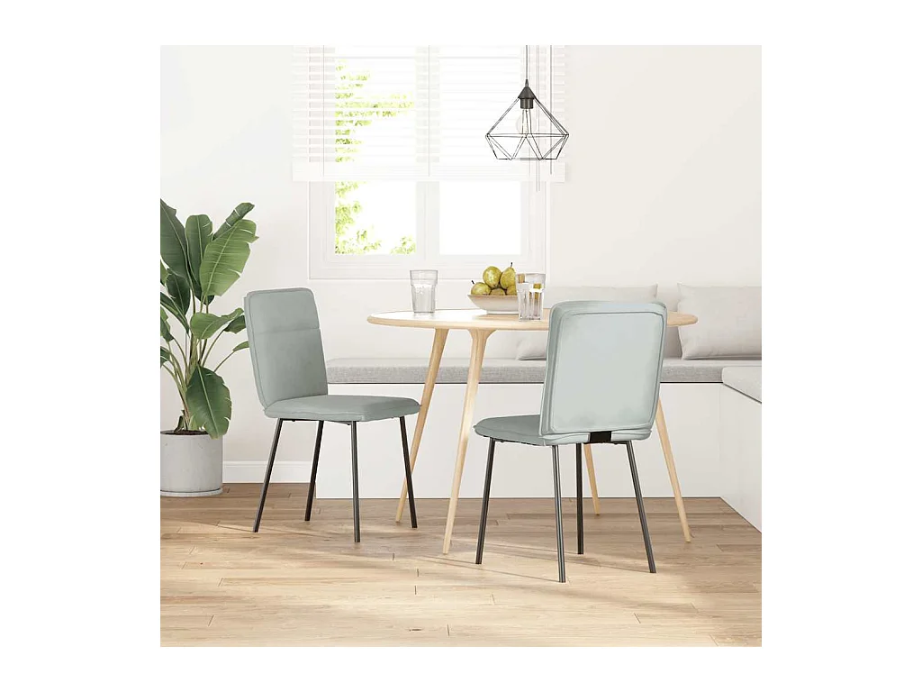 Set di 2 sedie da pranzo in velluto grigio chiaro