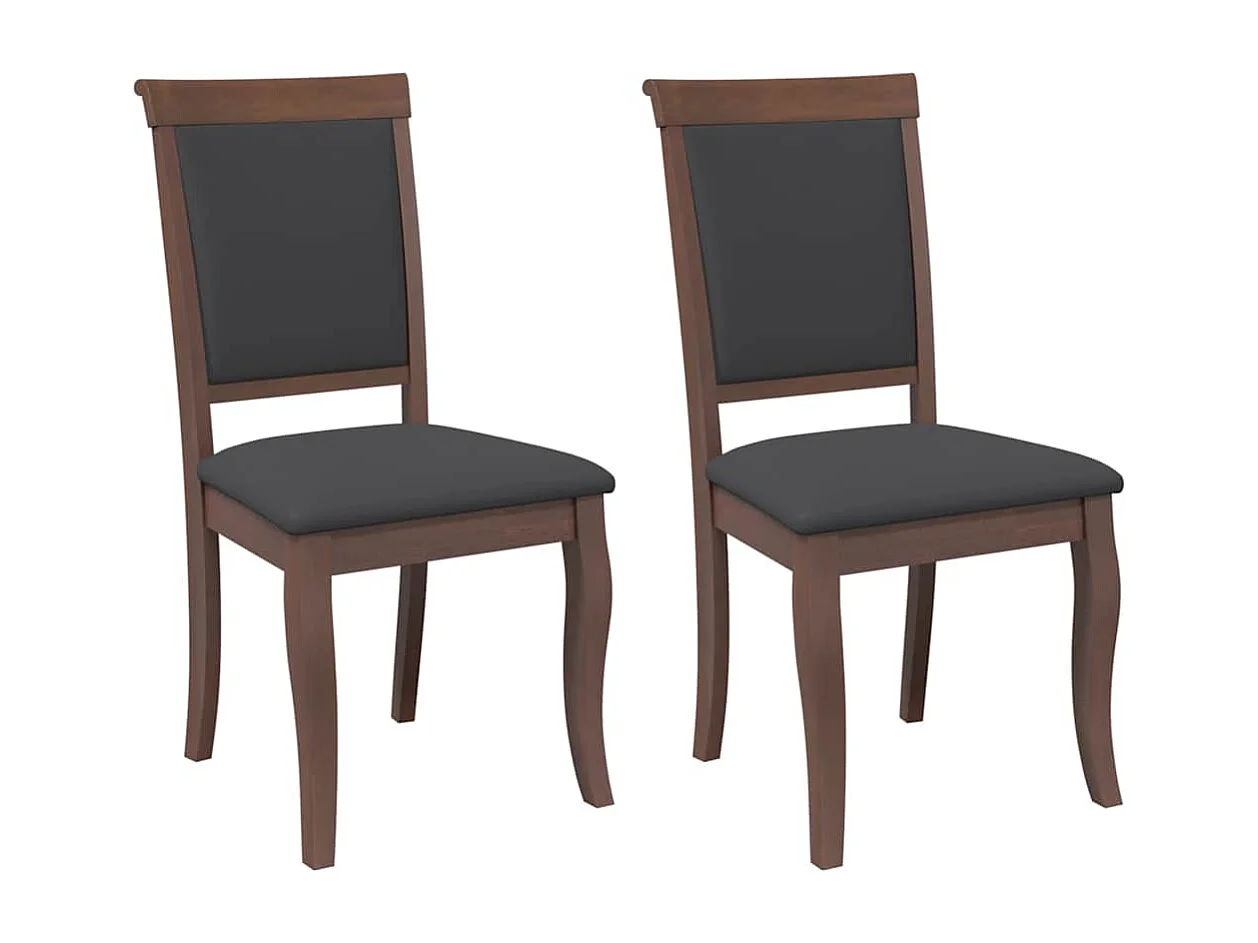 Chaises à manger coussins 2 pcs marron bois massif caoutchouc