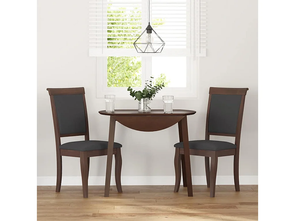 Chaises à manger coussins 2 pcs marron bois massif caoutchouc