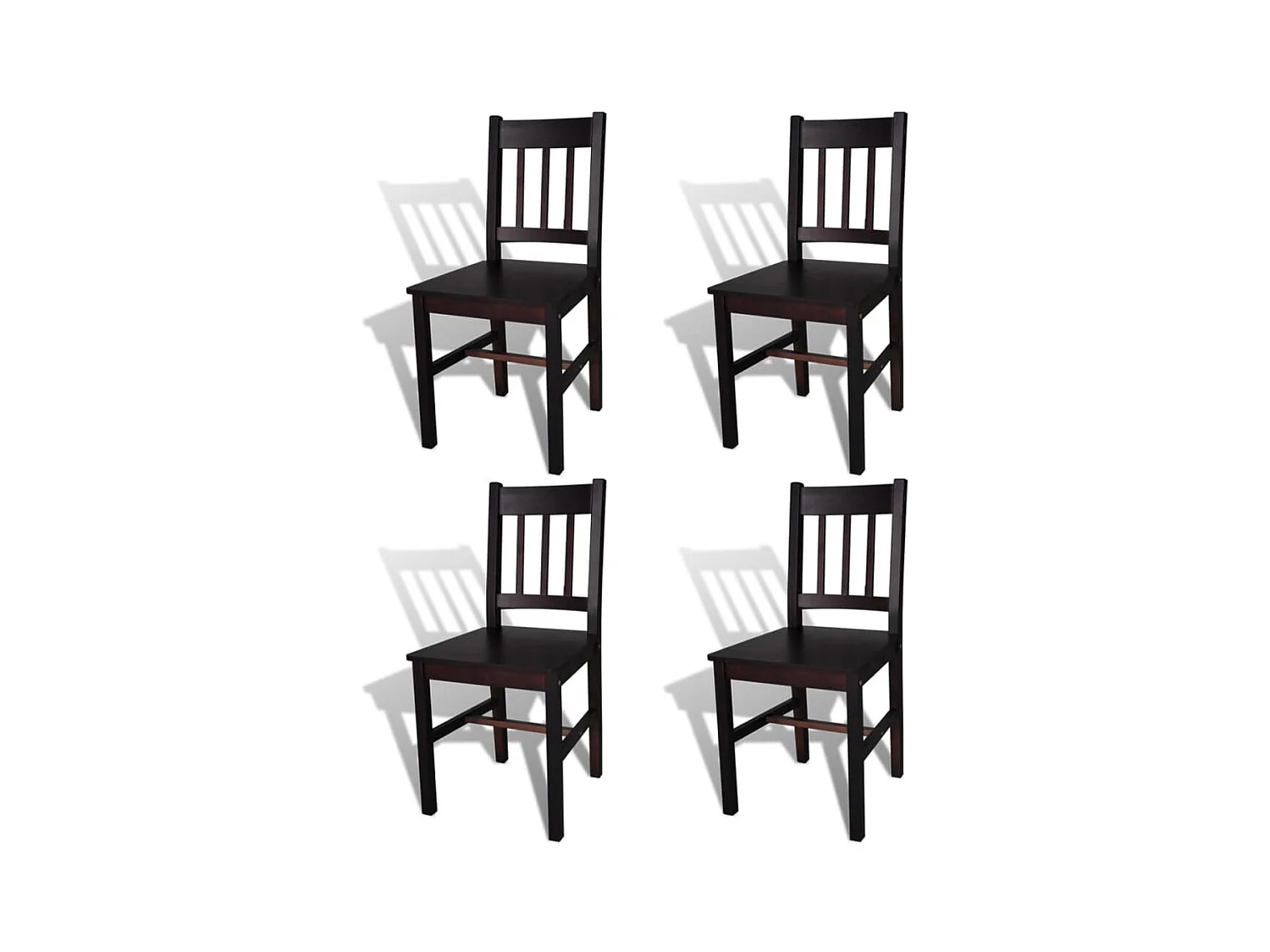 Eetkamerstoelen set van 4 donkerbruin grenenhout