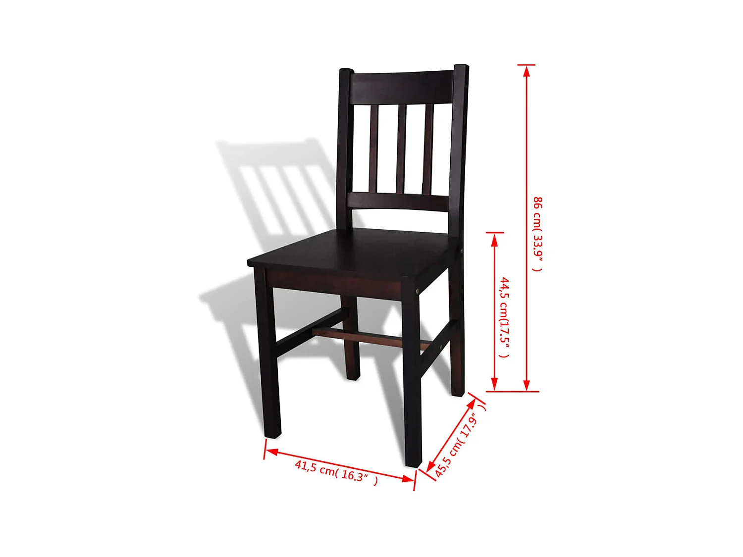 Eetkamerstoelen set van 4 donkerbruin grenenhout