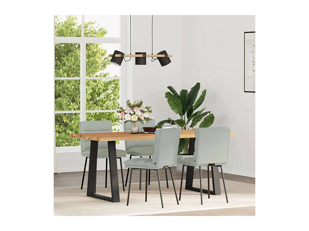 Eetkamerstoelen set van 4 Lichtgrijs Fluweel