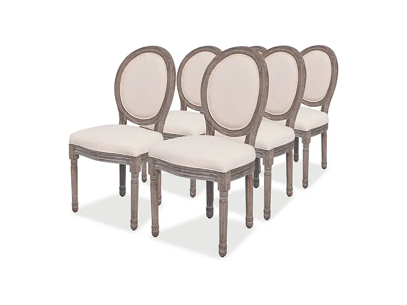 Chaises à manger lot de 6 crème tissu