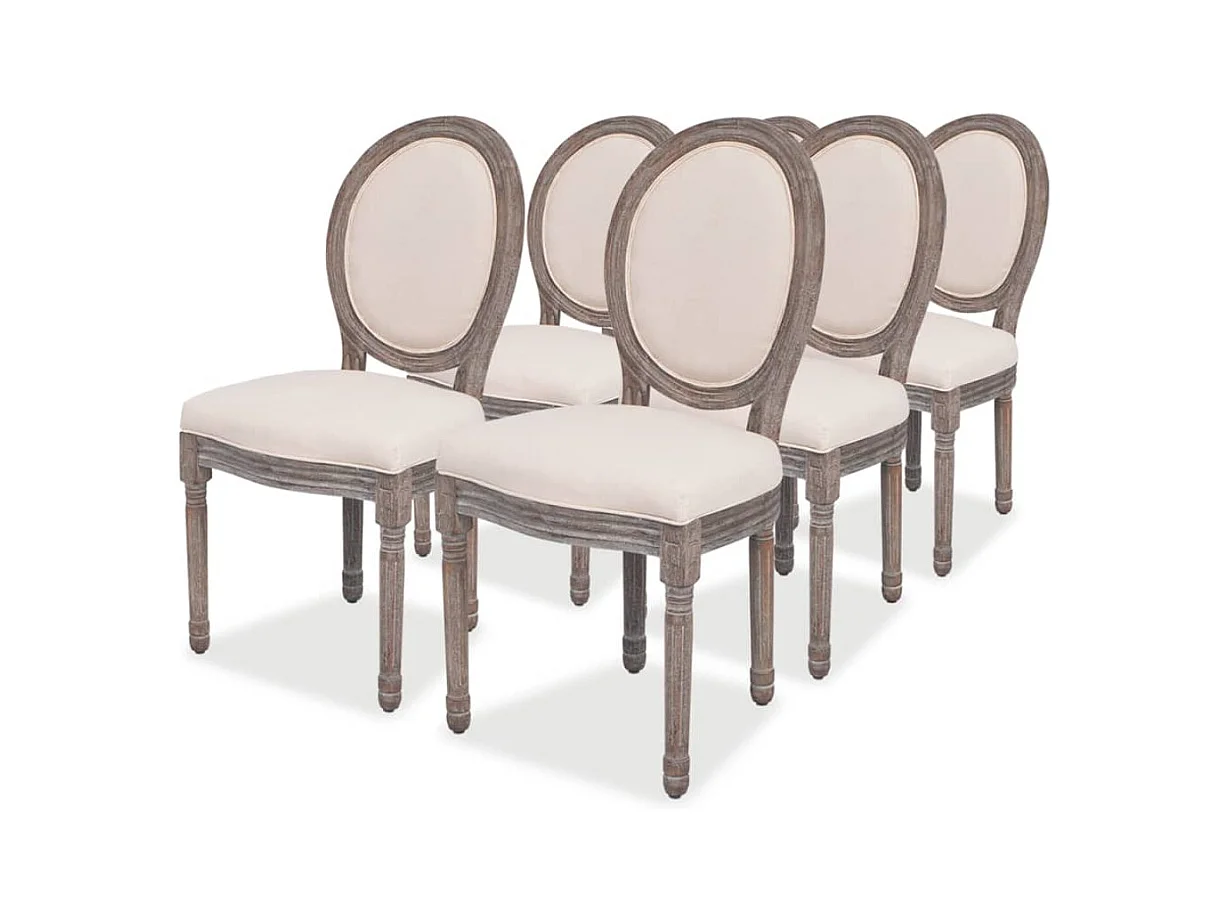 Chaises à manger lot de 6 crème tissu