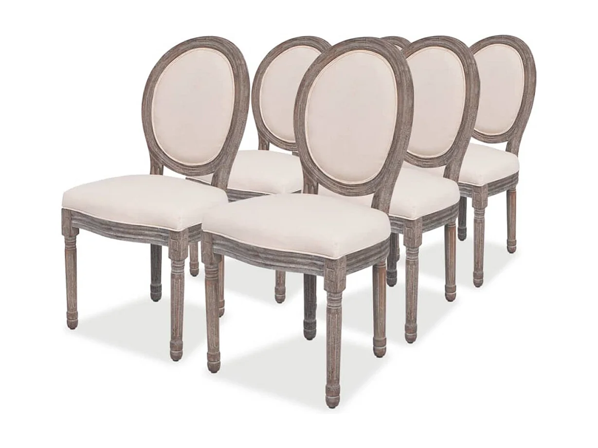 Eetkamerstoelen set van 6 crèmekleurige stof