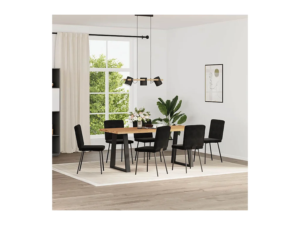 Set di 6 sedie da pranzo in velluto nero
