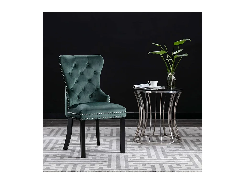 Juego de 2 sillas de comedor de terciopelo verde oscuro