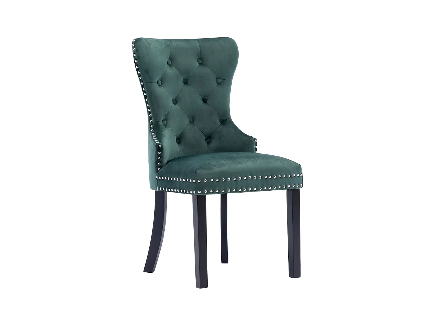 Juego de 2 sillas de comedor de terciopelo verde oscuro