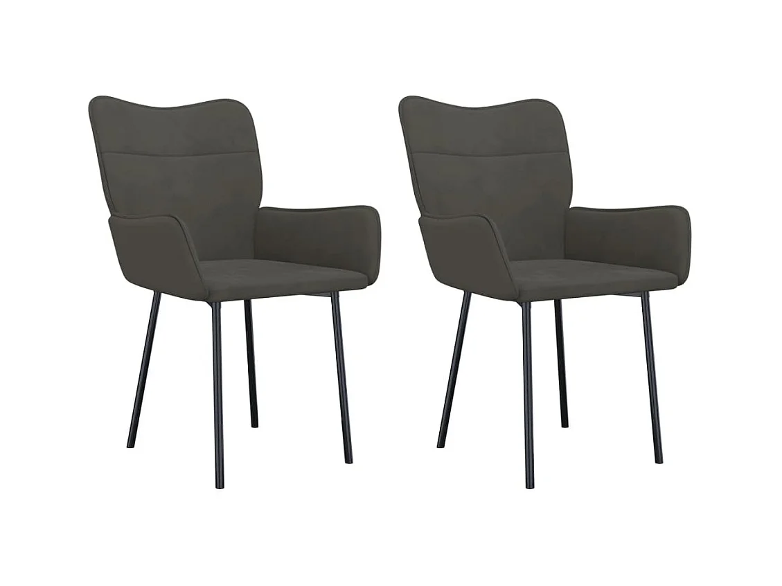 Juego de 2 sillas de comedor de terciopelo gris oscuro
