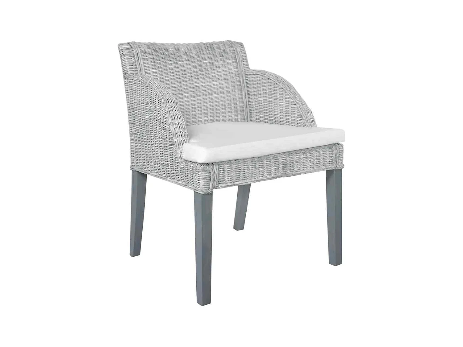 Juego de 2 sillas de comedor con cojines de ratán natural gris