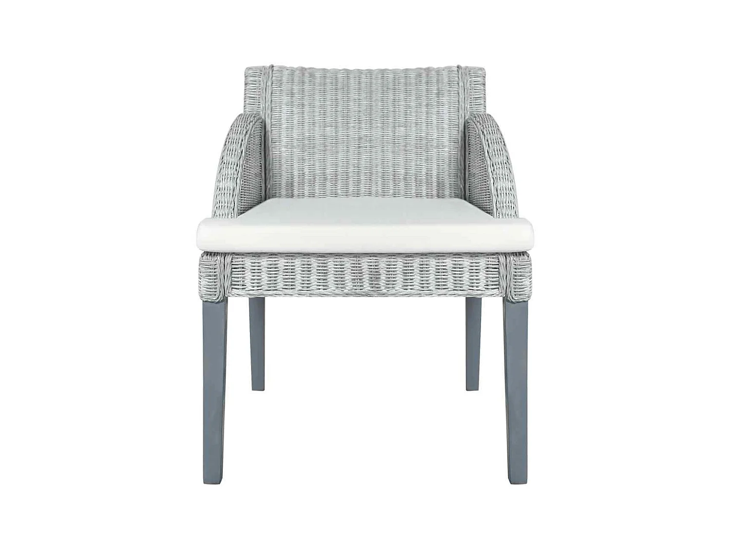 Juego de 2 sillas de comedor con cojines de ratán natural gris