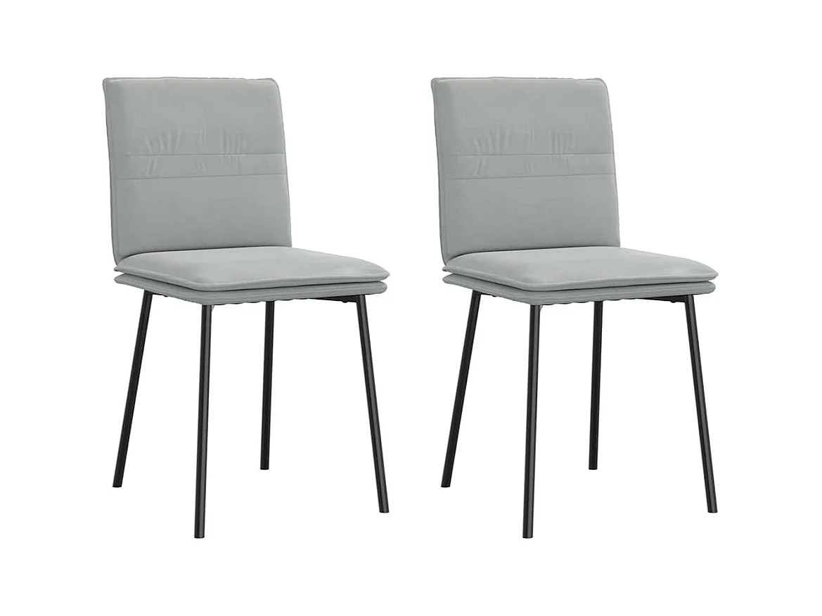 Juego de 2 sillas de comedor en terciopelo gris claro