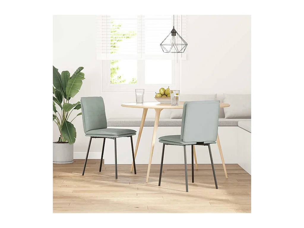 Juego de 2 sillas de comedor en terciopelo gris claro