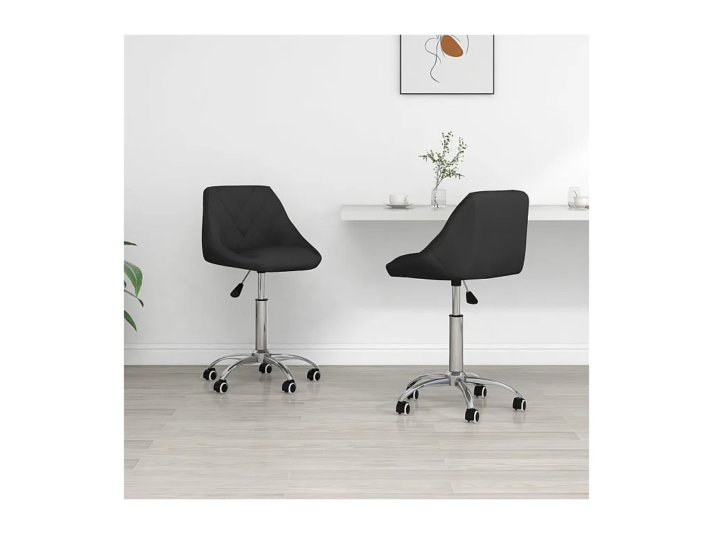 Chaises à manger pivotantes lot de 2 noir similicuir