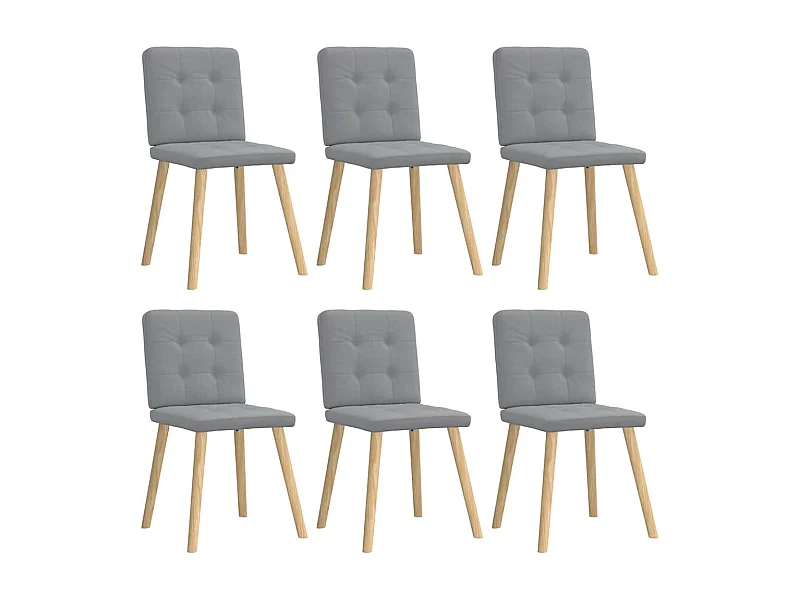 Eetkamerstoelen set van 6 lichtgrijze stof