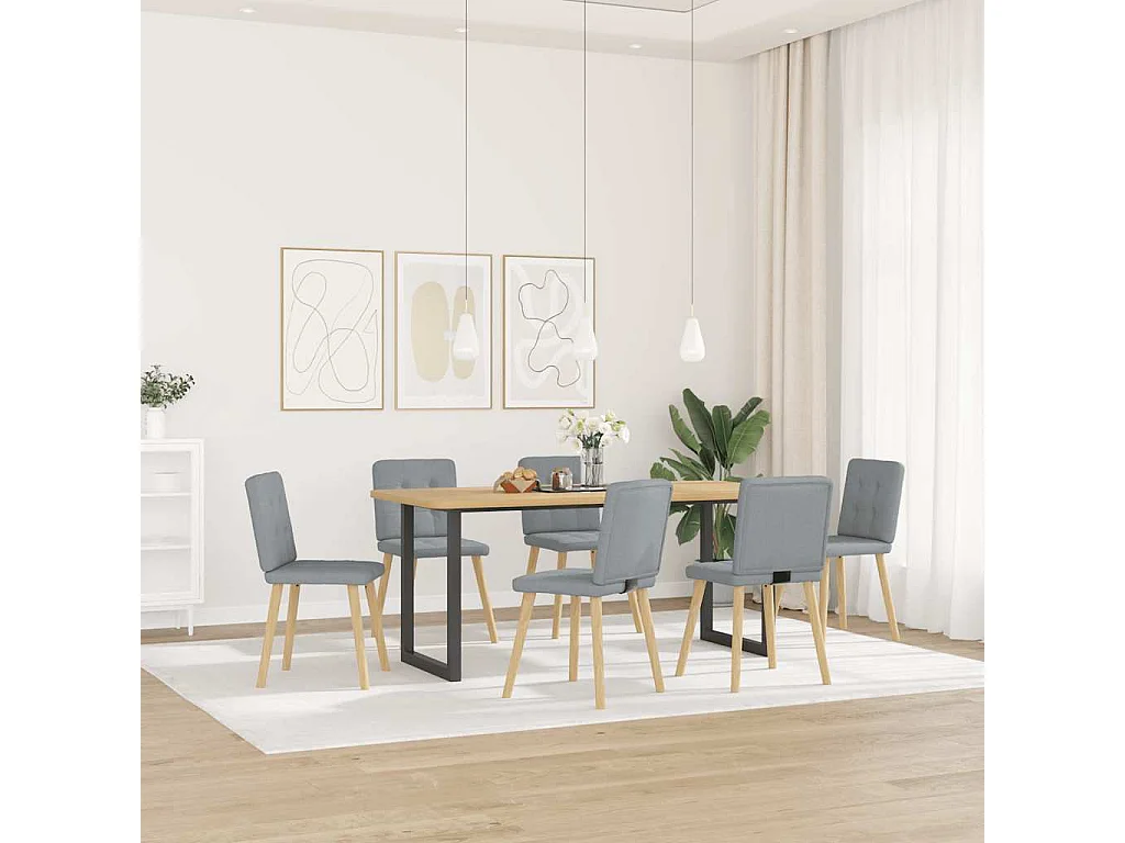 Chaises à manger lot de 6 gris clair tissu