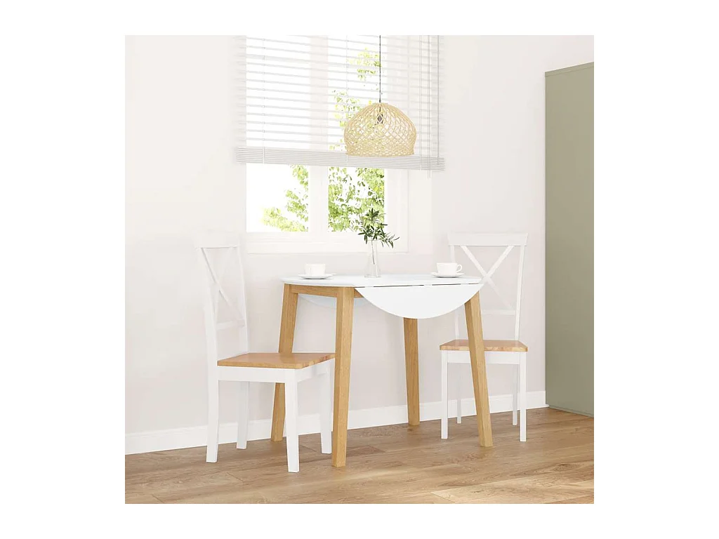Chaises à manger 2 pcs blanc bois massif caoutchouc