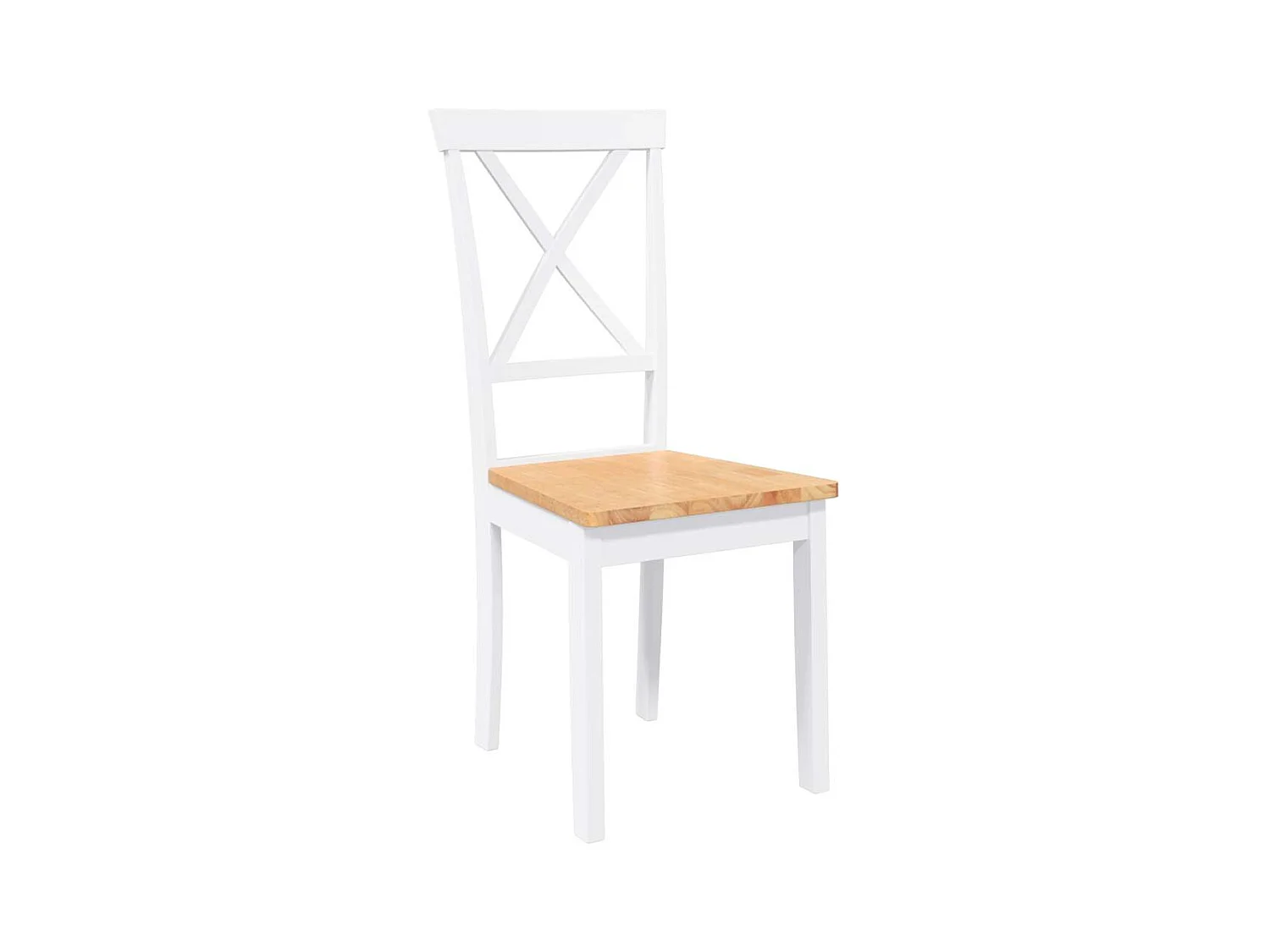 Chaises à manger 2 pcs blanc bois massif caoutchouc
