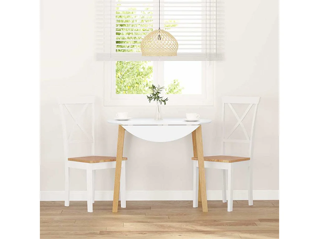 Chaises à manger 2 pcs blanc bois massif caoutchouc