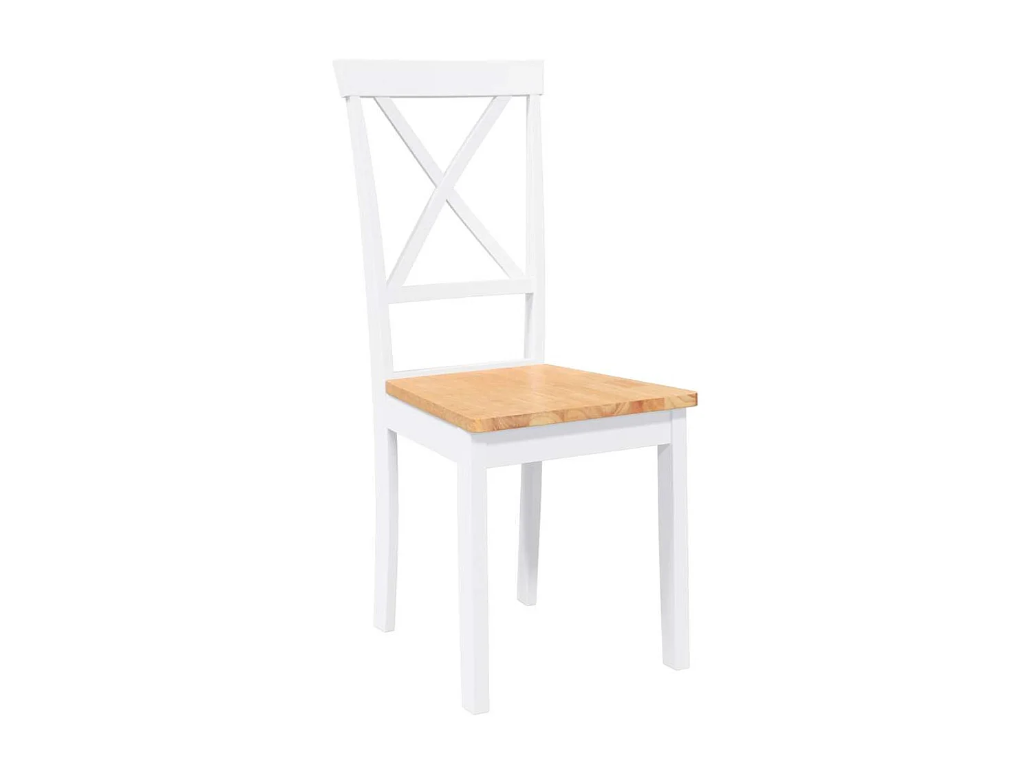 Chaises à manger 2 pcs blanc bois massif caoutchouc