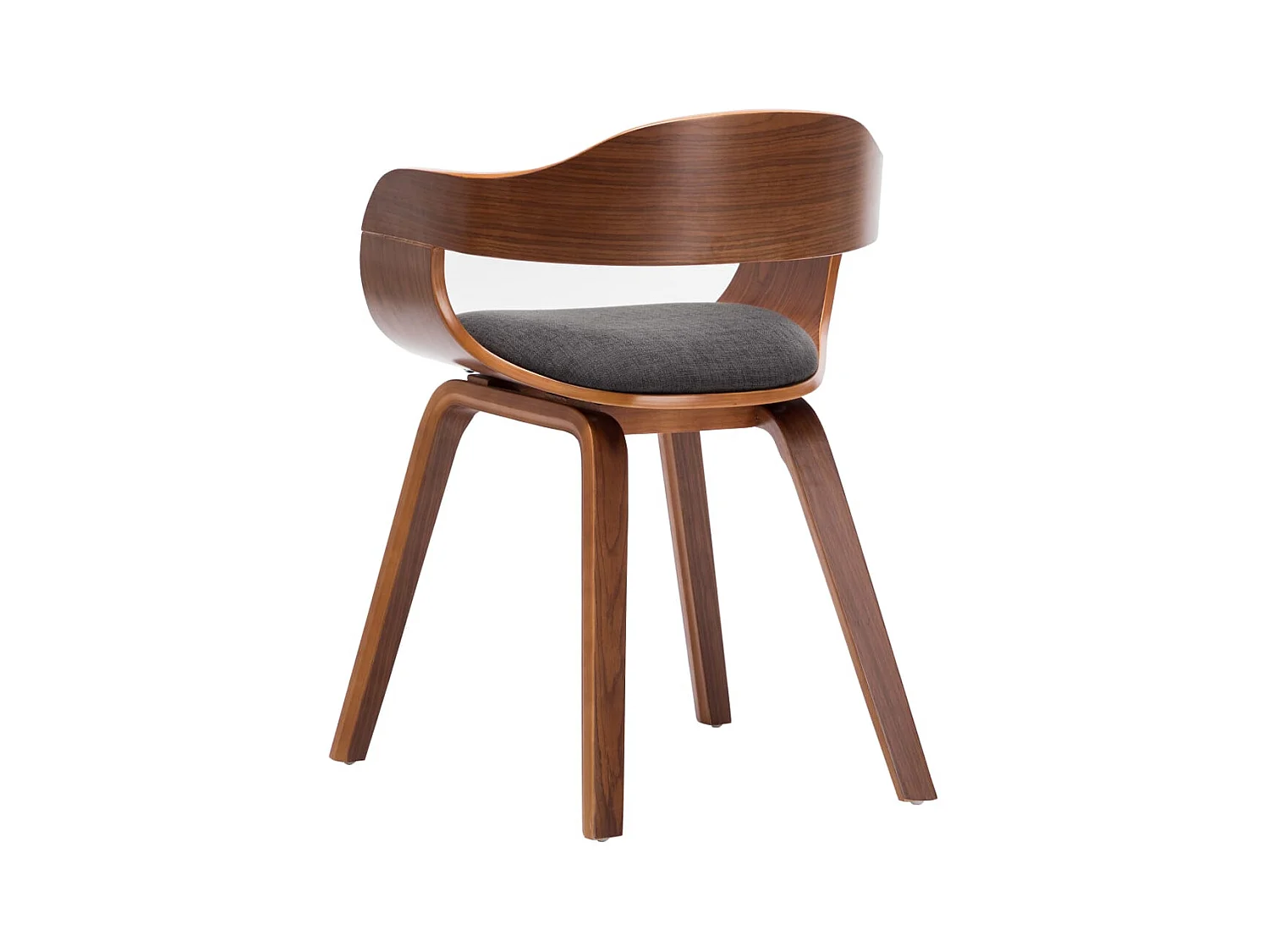 Set di 2 sedie da pranzo in tessuto grigio scuro e legno curvato