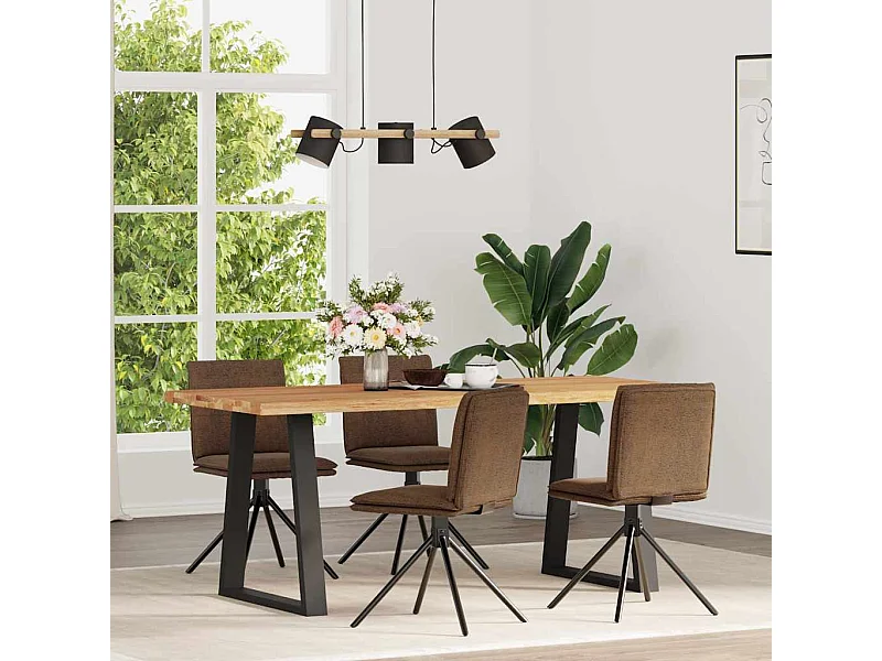 Set di 4 sedie da pranzo in similpelle scamosciata marrone