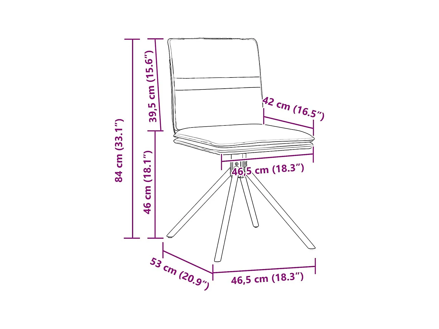 Juego de 4 sillas de comedor de piel sintética color marrón.