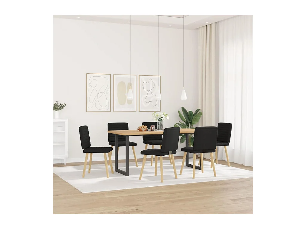 Set di 6 sedie da pranzo in tessuto nero