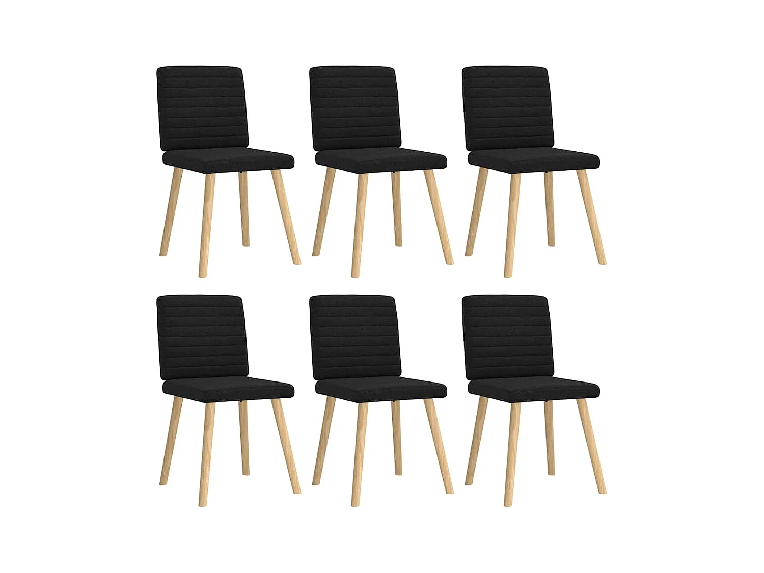 Chaises à manger lot de 6 noir tissu