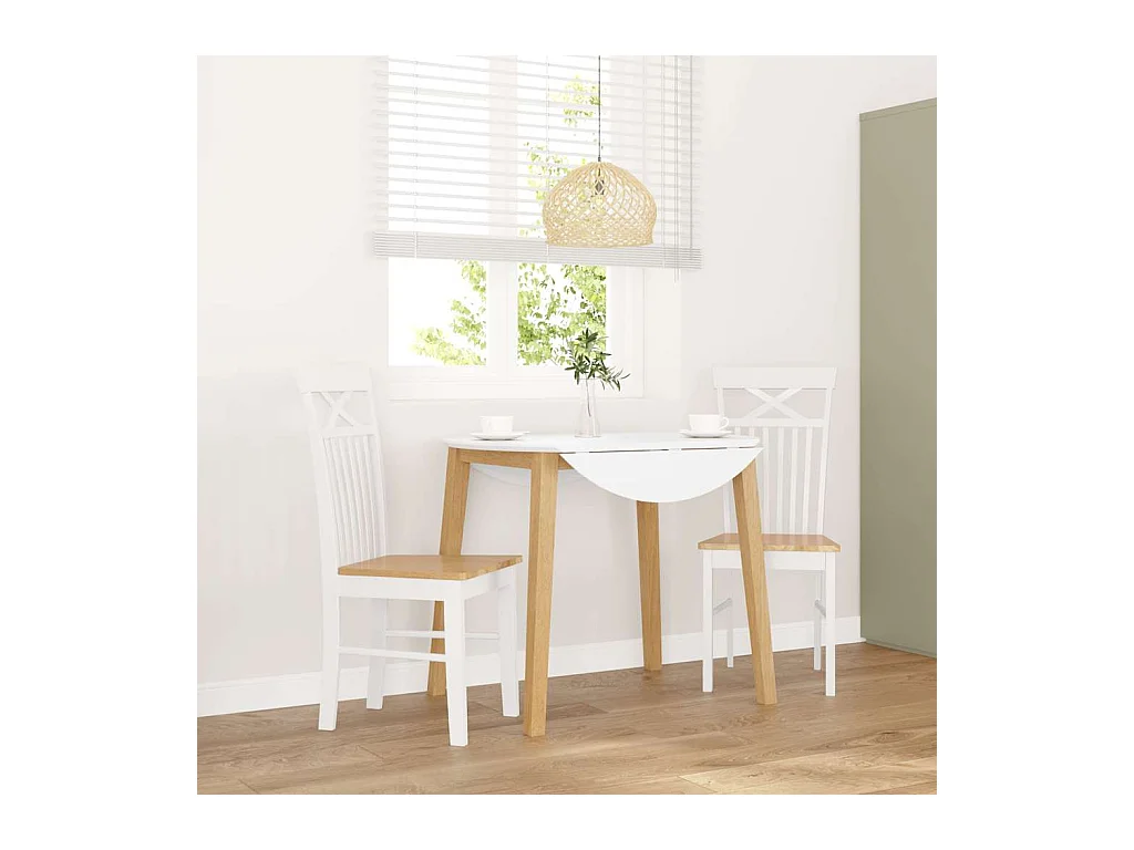 Chaises à manger 2 pcs blanc bois massif caoutchouc