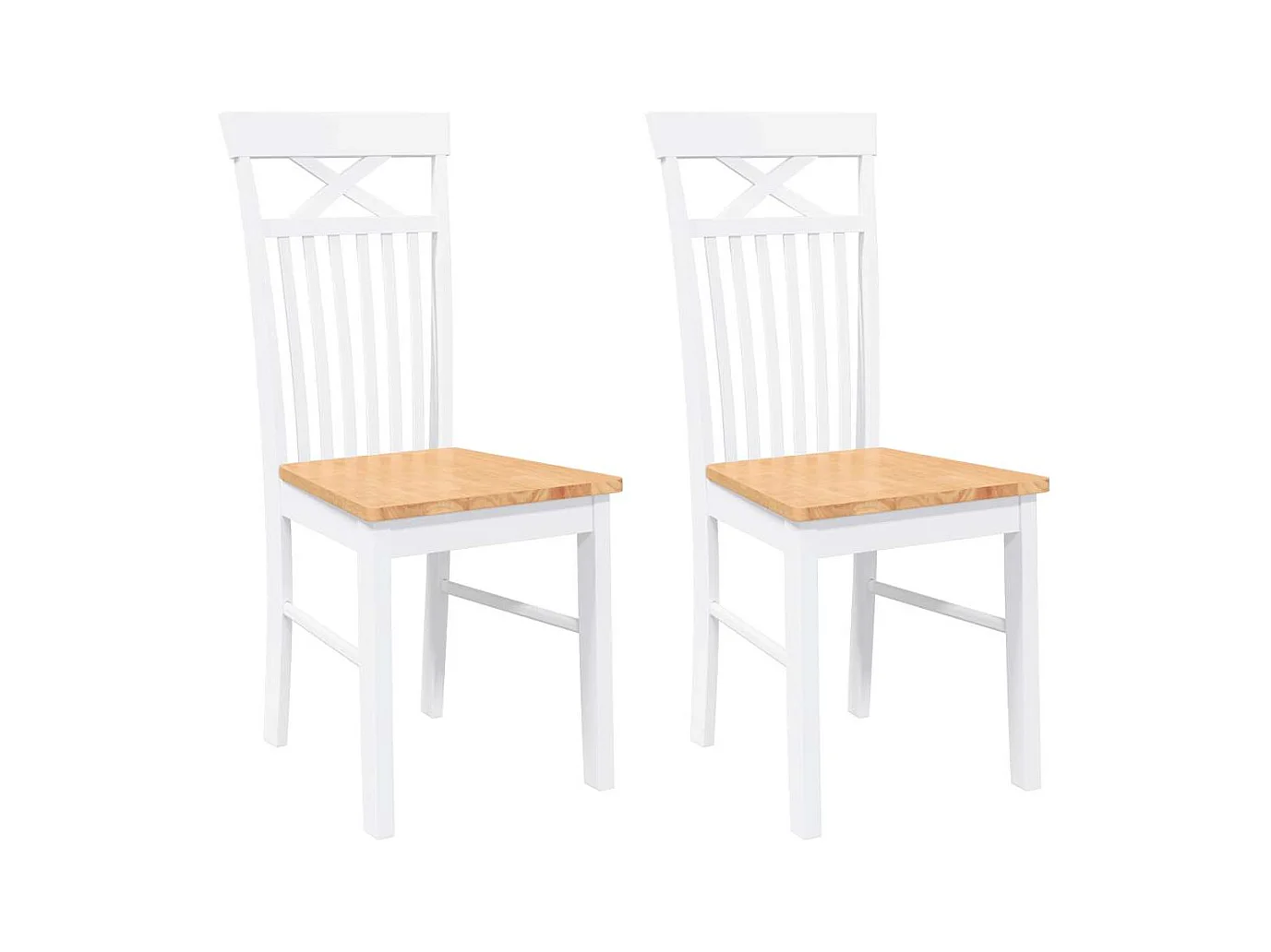 Chaises à manger 2 pcs blanc bois massif caoutchouc
