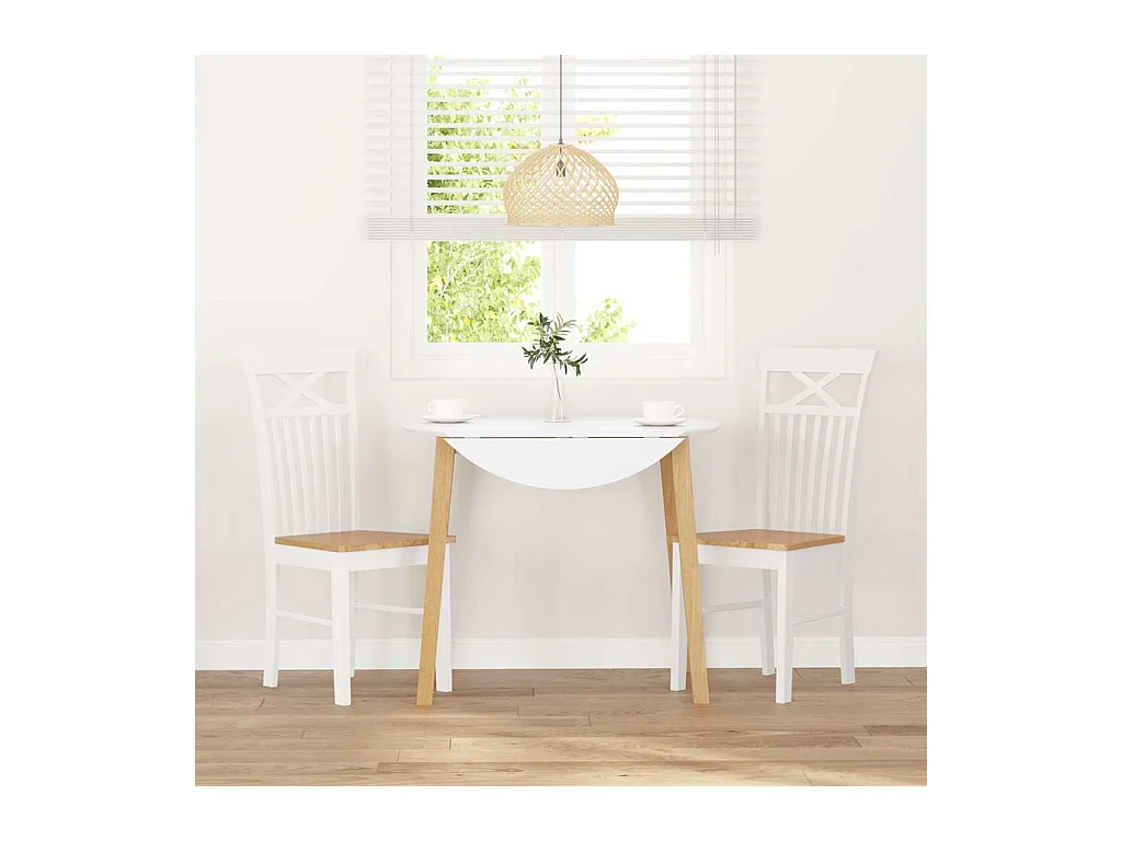 Chaises à manger 2 pcs blanc bois massif caoutchouc