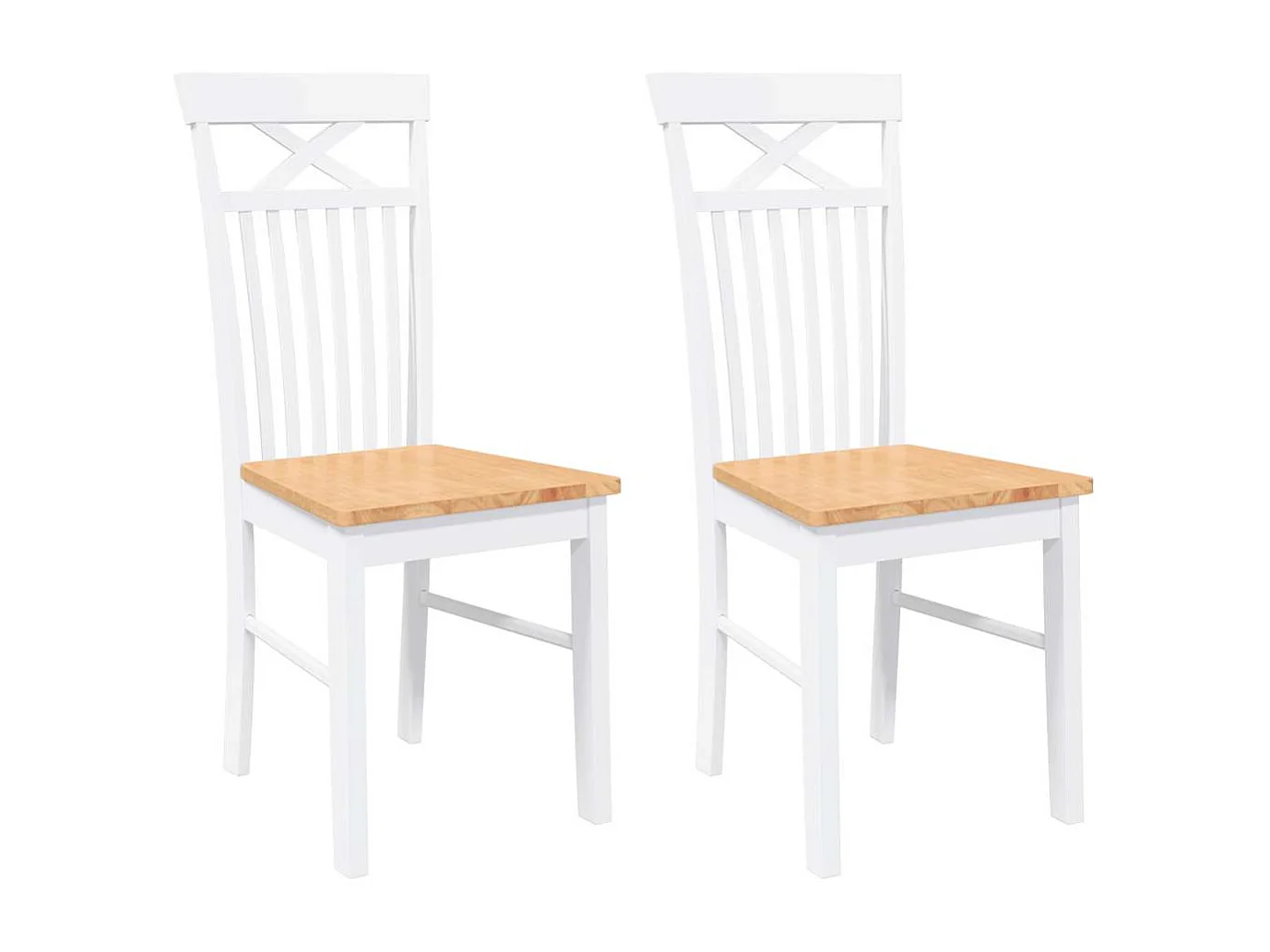 Chaises à manger 2 pcs blanc bois massif caoutchouc