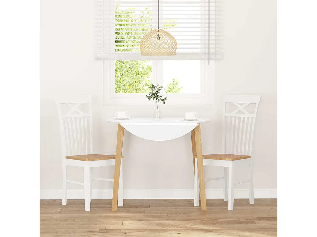 Chaises à manger 2 pcs blanc bois massif caoutchouc