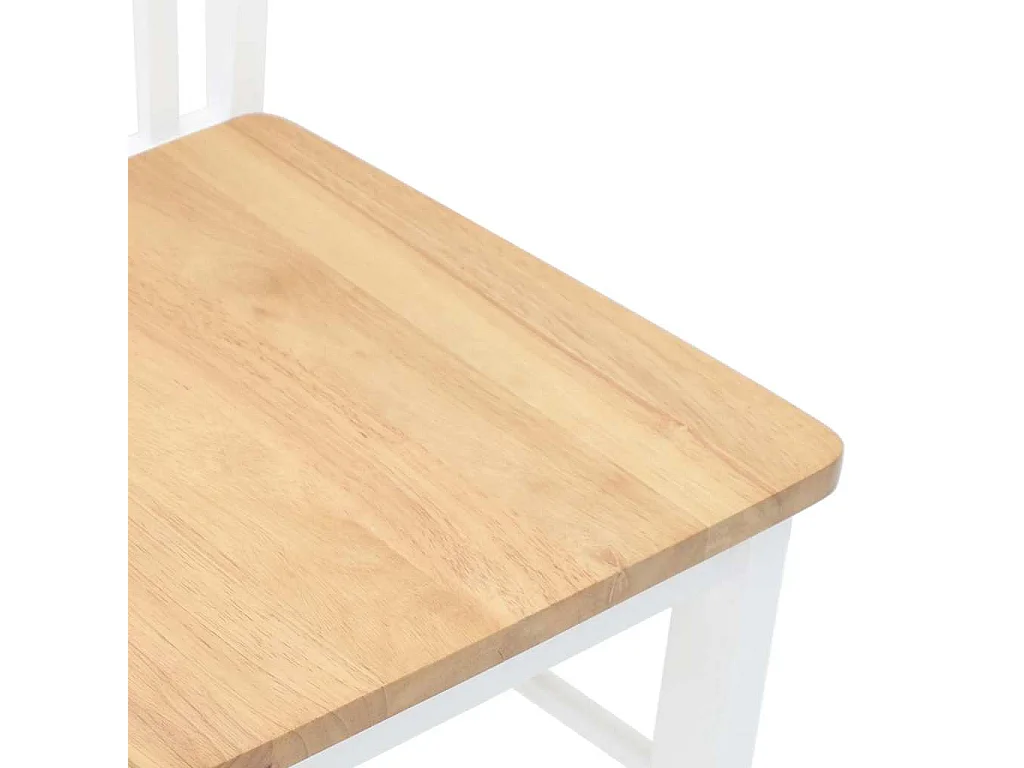 Chaises à manger 2 pcs blanc bois massif caoutchouc
