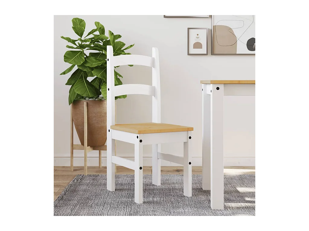 Set di 2 sedie da pranzo bianche 40x46x99 cm in legno massello di pino