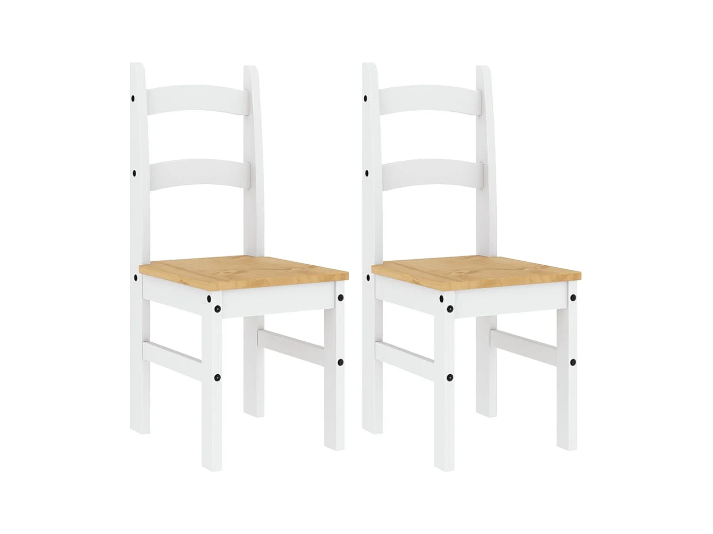 Set di 2 sedie da pranzo bianche 40x46x99 cm in legno massello di pino