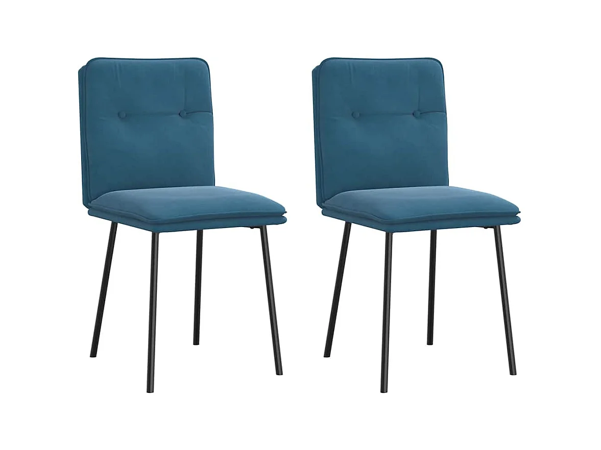 Chaises à manger lot de 2 Bleu Velours