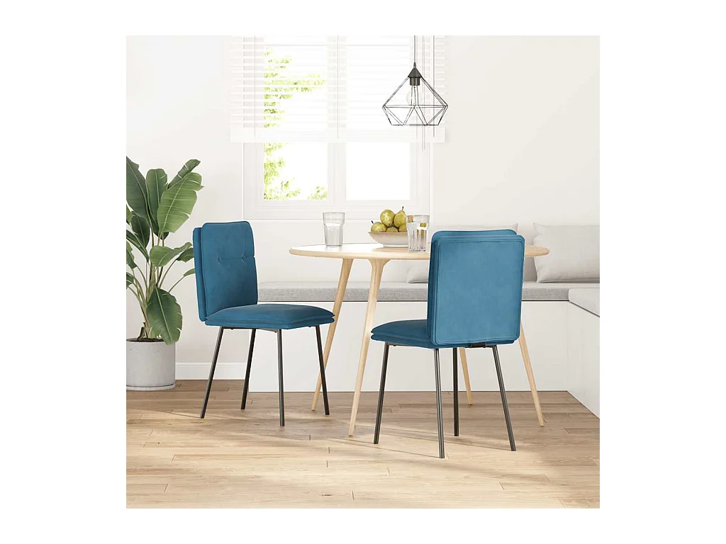 Chaises à manger lot de 2 Bleu Velours